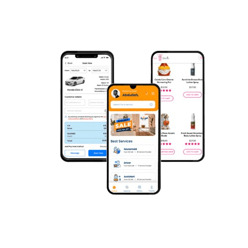 Mobile app development process showing agile development and testing phases