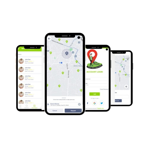 Cut My Grass on-demand lawn care app showing real-time GPS service tracking and provider matching interface