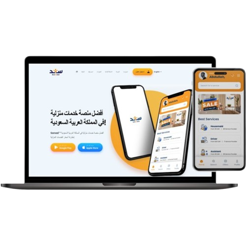 SANAD home maintenance service platform showing multi-timezone booking system and payment gateway integration